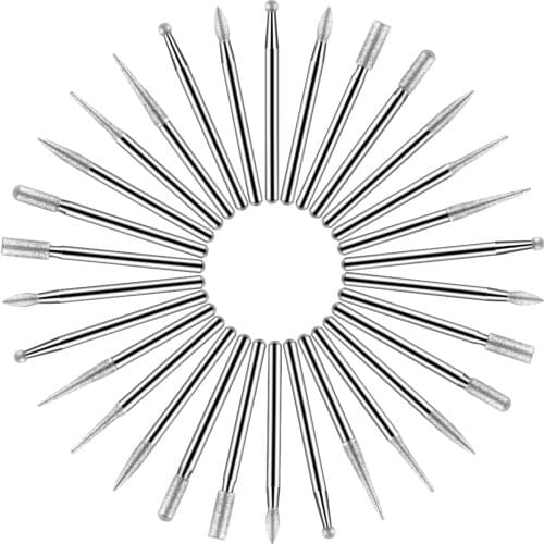 30pcs Ball Head Diamond Grinding Bits 3mm Round Electric Grinder Carving Tools for Power Engraving