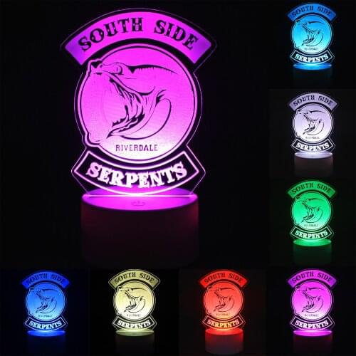 3D LED Illusion Lamp Night Light, Riverdale TV Series 16 Color Change with Remote/USB Charge for Xmas Birthday Valentines Day