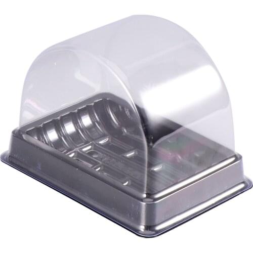 50 Pcs Baked Food Packing Box Disposable Box Saver Transparent Tray Food Storage Box (Half Round Black)