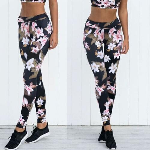 Newly Summer Vintage High Waist Print Pant Women Thin Pants Ladies Fitness Leggings Running Gym Exercise Sporting Trousers