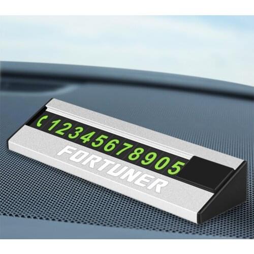 For Toyota Fortuner Phone Number Notification Car Temporary Parking Card alloy Luminous Car Sticker Accessories