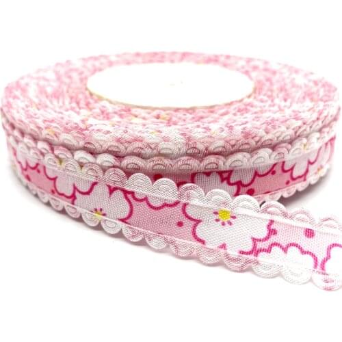 5Yards/lot 18mm Cotton Ribbon Handmade Design Printed Cotton Ribbons For Wedding Christmas Decoration DIY Sewing Fabric #08
