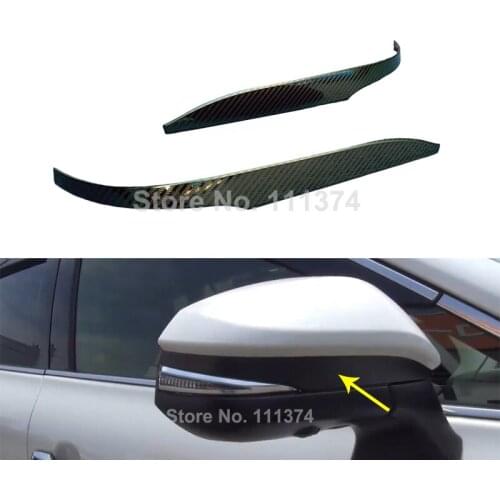 Carbon Look Chrome Car Rear View Rearview Side Mirror Decor Cover Strip Trim For Toyota Harrier Venza 2020 2021 Car Accessories