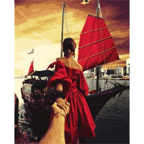 PAINTBOY Framed Pictures DIY Painting By Numbers Hand Painted Oil On Canvas of Figure Painting Home Decor For Living Room