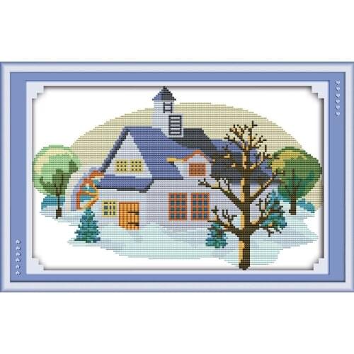 Everlasting Love Winter Wonderland Chinese Cross Stitch Kits Ecological Cotton Stamped Printed DIY New Year Decorations For Home