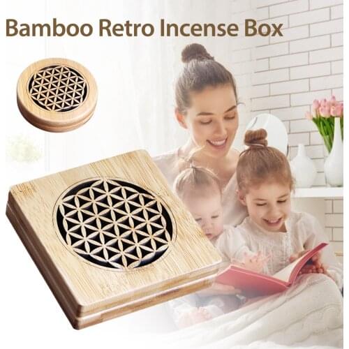 Retro Bamboo Incense Box Hollow Carved Desktop Ornament Censer Ash Catcher Incense Holder Incense Burners Home Deocr incense bur