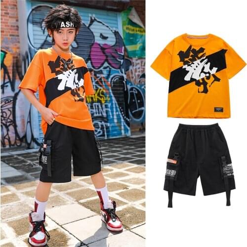 Hip Hop Jazz Dance Costumes For Kids Summer Hip Hop Dance Clothes Girls Ballroom Dance Clothing Boys Performance Costumes SL5063