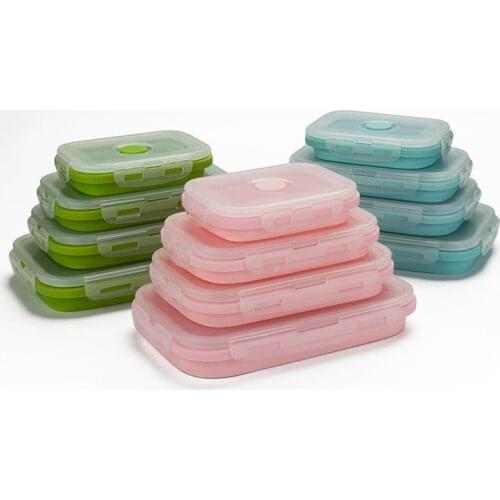 Kitchen Tools Collapsible Silicone Food Container Portable Bento Lunch Box Microware Home Outdoor Food Storage Containers Box