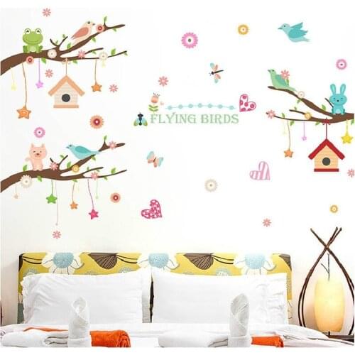 Flying Bird Wall Sticker Cartoon Baby Mural Decoration Poster Home Decal Diy Art Wallpaper For Kids Room Adesivo De Parede