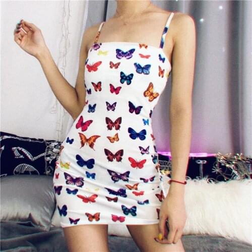 Summer Sexy Dresses 2020 Womens Body Bodycon Dress Female Party Mini Dress Butterfly printing Strapless Backless Sundress