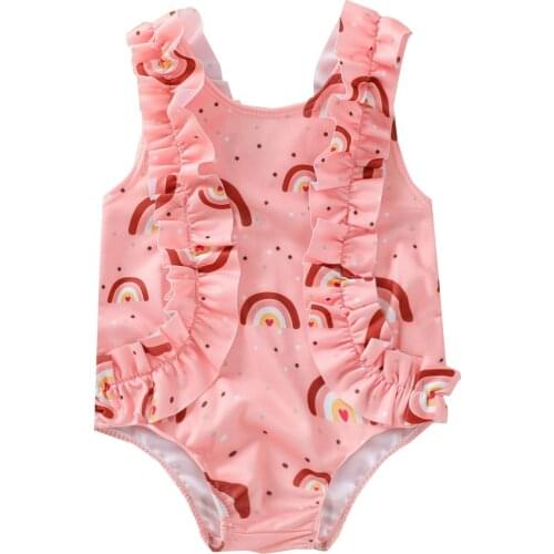 Ma&Baby 0-3Y Summer Toddler Baby Girl Swimsuit Ruffles Rainbow Swimwear Bathing Suit Beachwear