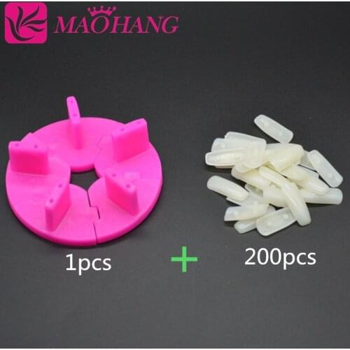 MAOHANG 200pcs False Tips +1pcs frame Nail Tip Training Stand Set Salon Manicure Tool Nail Tools Nail Art Display Practice Frame