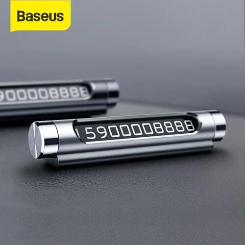 Baseus Mini Metal Car Temporary Parking Card Luminous Switchable Double Phone Number Plate Car Stickers Car-Styling