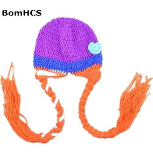 BomHCS Cute Girls Winter Warm Braid Wig Beanie 100% Handmade Hat (S for Child, L for Adult