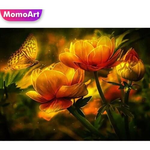 MomoArt Lily Diamond Painting Picture Rhinestones Diamond Embroidery Peony Cross Stitch Mosaic Flower Full Drill Square Wall Art