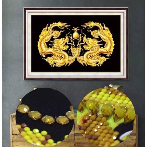 Customer Model Double Dragon Play Bead Diamond Painting Round Diamond Point Diamond Cross Stitch 90CM*60CM