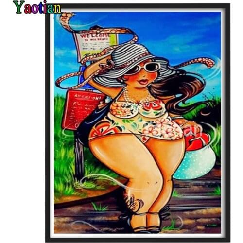 Cartoon sexy fat lady Diamond Embroidery Diamond Painting Kits for Child Full Square Round Drill Home Decor 5D Handmade Gift