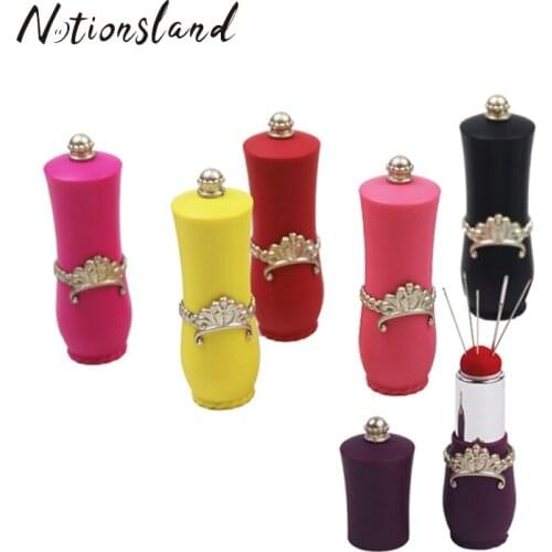 12pcs/Set Sewing Kit Lipstick Needles Pin Cushion with 5 Sewing Needles DIY Handcraft Tool for Cross Stitch Accessories