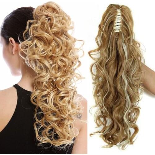 XINRAN Synthetic Fiber Claw Clip Wavy Ponytail Extensions Long Thick Wave Ponytail Extension Clip In Hair Extensions For Women