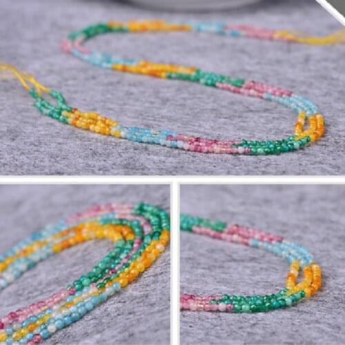 Natural colorful chalcedony cut loose beads 2--3mm semi-finished beaded beads Jewelry made DIY jewelry accessories 38cm