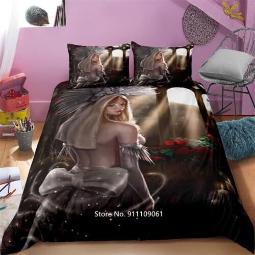 3D Digital Print Cartoon Beauty Bed Cover Pillowcase Child Bedding Family Cover Double Queen King Size Home Bedroom Decor