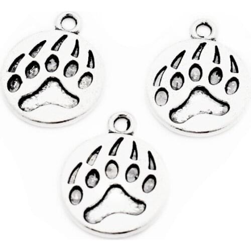 New Design 12pcs/lot Silver Alloy Bear Claw Dangle Charms Lobster Clasp Hanging Charm Fit DIY Bracelet Neckcace Bangle