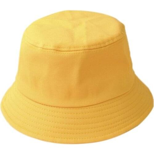 Korean Adult Kids Summer Foldable Bucket Hat Solid Color Hip Hop Wide Brim Beach UV Protection Round Top