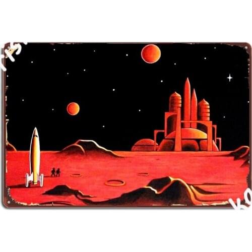 City On Mars Poster Metal Plaque Plaques Mural Club Design Tin Sign Poster