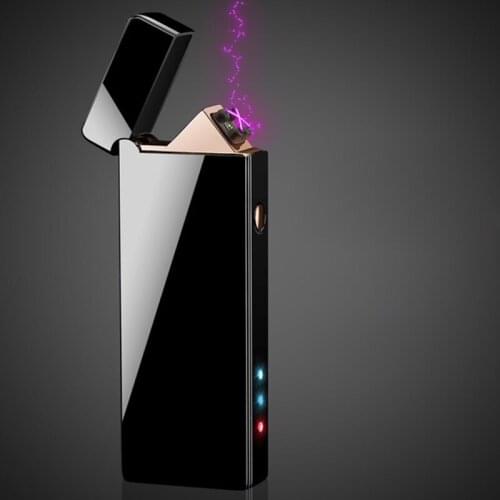 Portable Rechargeable Windproof Plasma Lighter Mini Metal Double Arc USB Electric Lighter Smoking Accessories Gadgets For Men