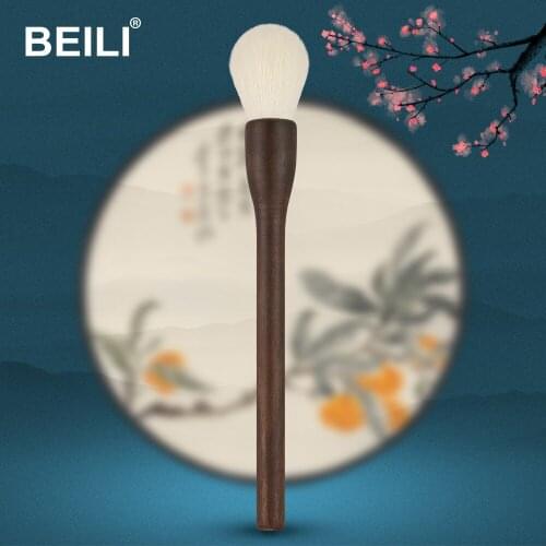 BEILI Natural Walnut wood A Class Goat Hair Professional Face Powder Long handle Makeup Brushes New arrival