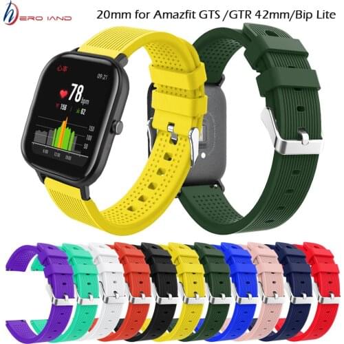 20mm Sports Silicone Wrist Strap for Xiaomi Huami Amazfit GTS / GTR 42MM / Bip Lite Smart Watch Band Bracelet Wristband