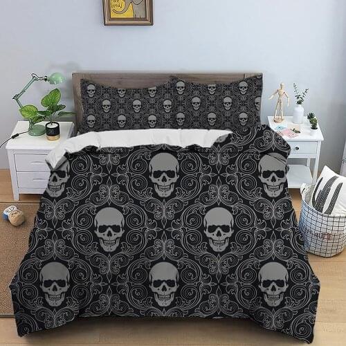 Sugar Skull Duvet Cover Skull Flowers Bedding Set 3D Print Polyester Bed Quilt Cover For Adult Home Custom Bed Cover Set Decor