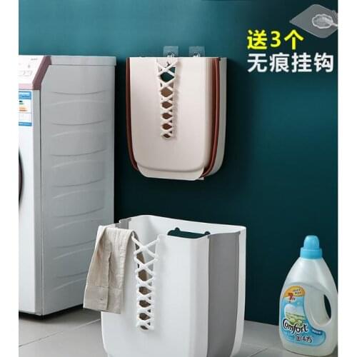 Foldable Wall-mounted Laundry Storage Basket Household Hanging Hamper Sorter Baskets For Dirty Clothes Organizer