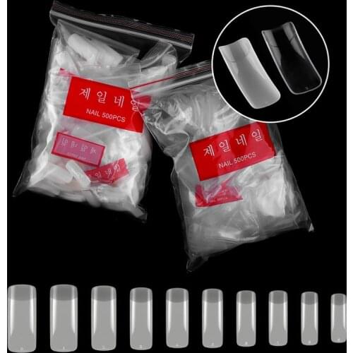 Taoye teemo 500 Pcs/bag Clear White Natural False Acrylic Nail Tips UV Gel Ultra Flexible - Size #0- #9 Nail extension DIY tools