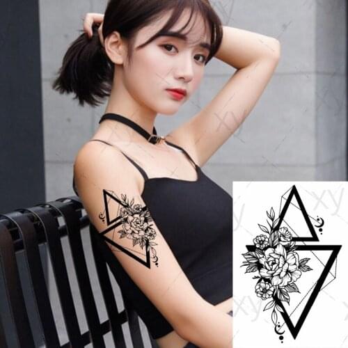 Waterproof Temporary Tattoo Sticker Sexy Moon Triangle Flower Body Art Flash Tatoo Fake Tatto Stickers for Girl Men Women
