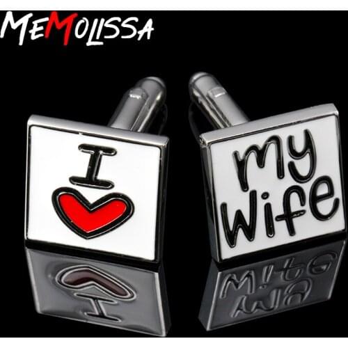 MeMolissa 3 pairs Hot Sale Cufflinks for mens I Love My Wife Design Good Husband Cuff Link Men Shirt Charm Copper Cuff links