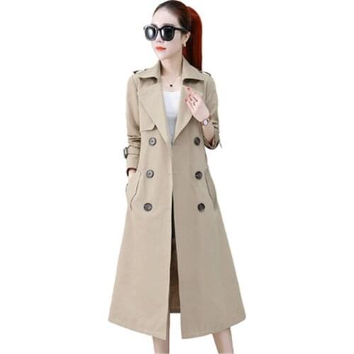 Women 2020 Autumn Winter New Fashion Classic Double Breasted Waterproof Trench Coat Raincoat Female Slim Business Outerwear 992