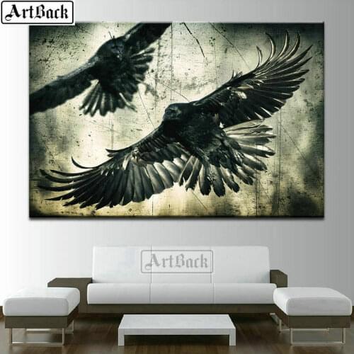 Animal 5d diy diamond painting eagle full square crow 3d diamond mosaic bird cross stitch home decoration sticker 40x50cm