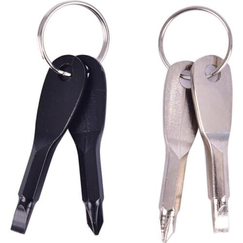 1 Set Stainless Steel Mini EDC Multifunction Screwdriver Key Shape Slotted Screwdrivers Keychain Pocket Repair Tools