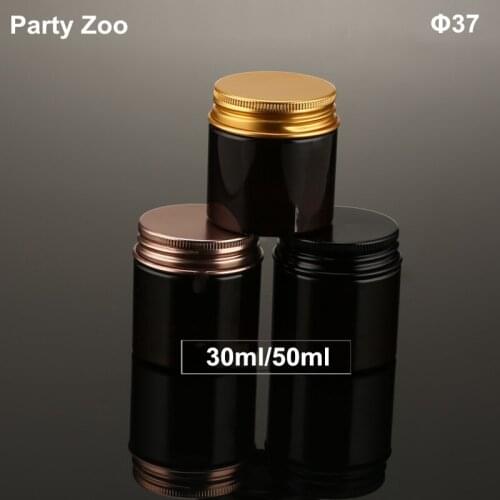 120 X Amber PET Cream Jar 30ml/50ml Plastic Cosmetic Container Sample Bottle Upscale Electroplate Black/Bronze/Gold Cap