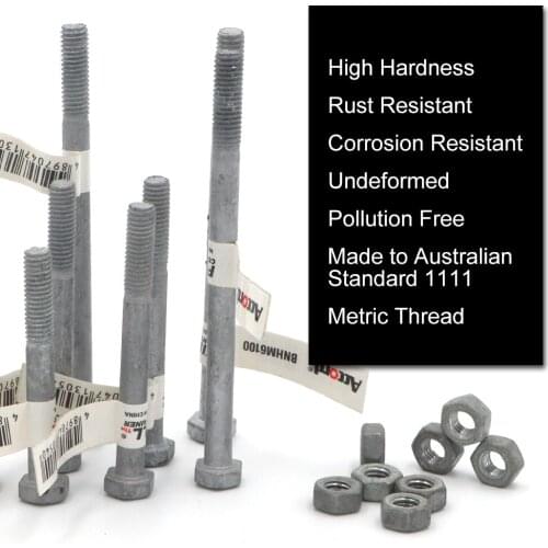 150pc boxed Bolt Nut set Hex Head Mtrc Hdg M6 60MM