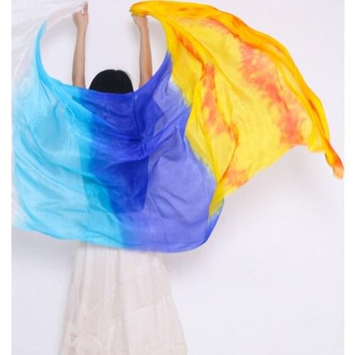 250 X 114 Cm Customized Handmade Dyed 100% Real Silk Belly Dance Veils Silk Veils Shawls Women Scarf Costumes Accessories Piece