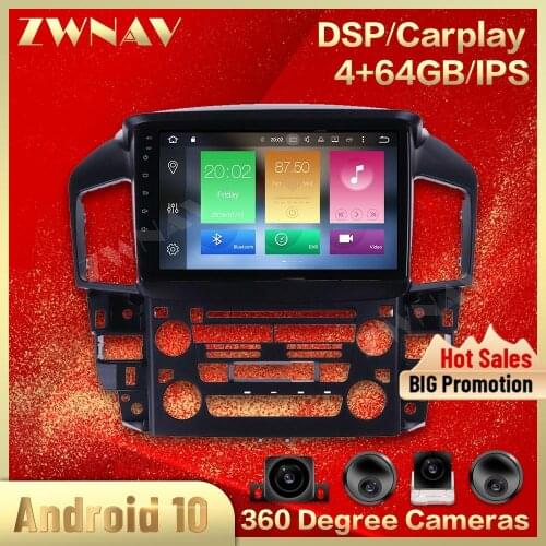360Cameras IPS Screen For Lexus RX300 1998 1999 2000 2001 2002 2003 Android 10 Multimedia Player Audio Radio Navi Auto Recorder