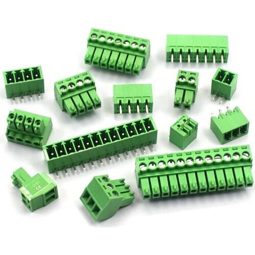 5set KF2EDG 3.5MM plug-in 15EDG pcb terminal curved straight needle + socket 2p 3p 4p 5p 6p 7p 8p 9p 10p 12p