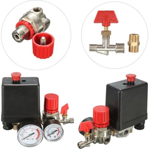 7.25-125 PSI Small Air Compressor Pressure Switch Control 15A 240V/AC Adjustable Air Regulator Valve Compressor Four Holes