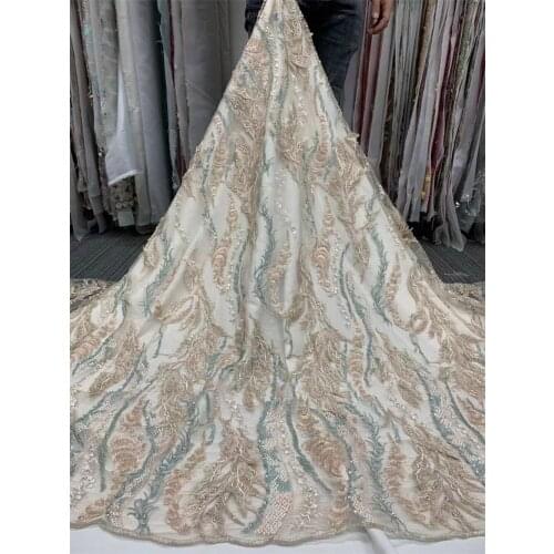 African lace fabric high quality J-2986823 Lace Fabric Embroidery Beaded French Net Tulle Lace Fabrics