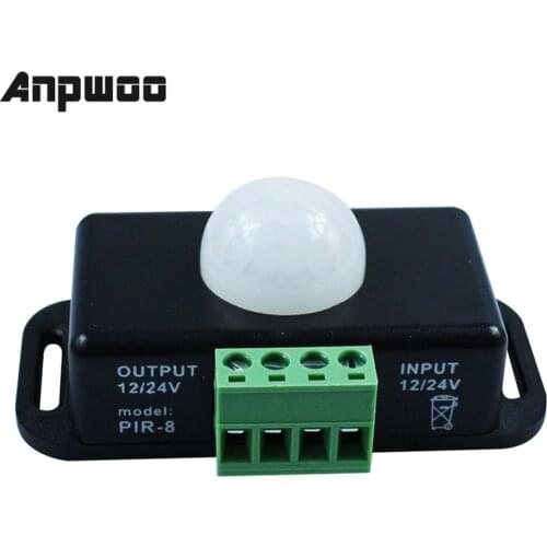 ANPWOO 120 Degrees Automatic DC 12V-24V 8A Infrared PIR Motion Sensor Switch for LED Light M Infrared Motion Sensor Detector