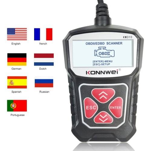 KONNWEI KW310 OBD2 Scanner for Auto OBD 2 Car Scanner Diagnostic Tool Automotive Scanner Car Tools Russian Language PK Elm327