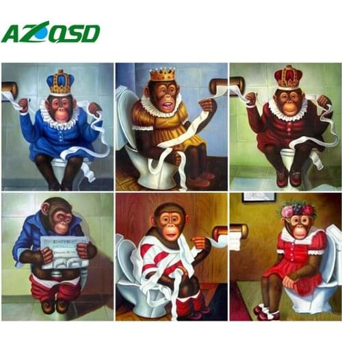 AZQSD Paint By Number Monkey Animal Handpainted Unique Gift Painting By Numbers Orangutan Kits Handmade Room Decor