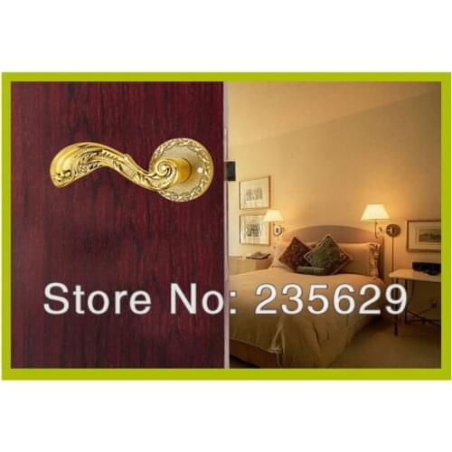 Free Shipping, Bathroom/ Washroom/ Toilet Door Lock,Satin Gold Finished, Zinc Alloy Handle,Brass cylinder, No key bathroom lock